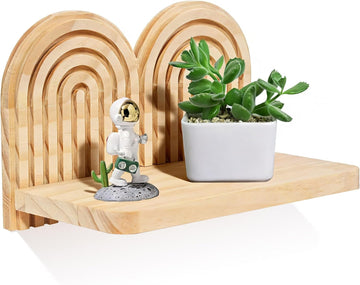 Wooden Arched Wall Floating Shelves,Boho Decor Wall Shelves,Mid Century Rainbow Display Shelf Bedroom Living Room