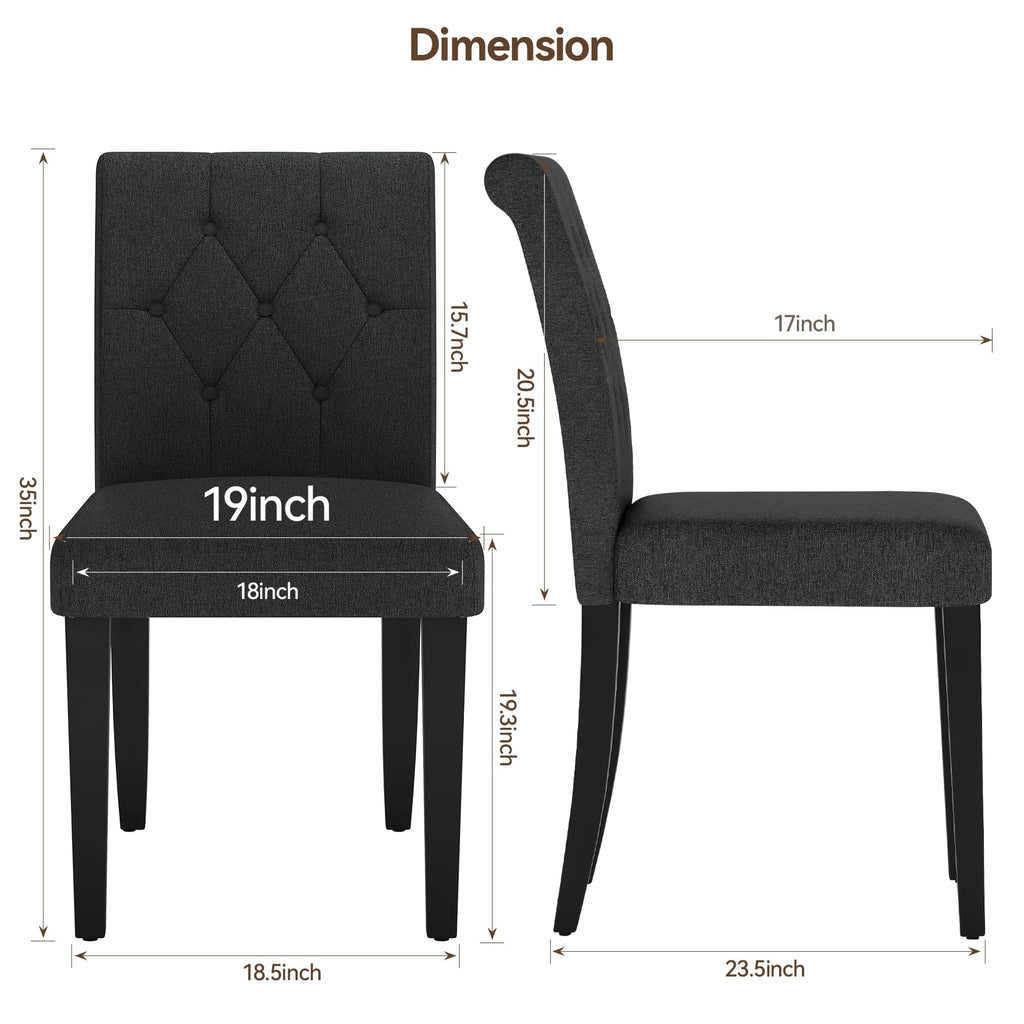 Upholstered Dining Chairs Set of 4, Button Tufted Parsons Dining Chair with Solid Wood Legs, Modern Fabric Side Chair