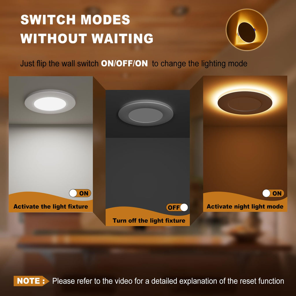 24 Pack 4 Inch 5CCT Recessed Light with Night Light