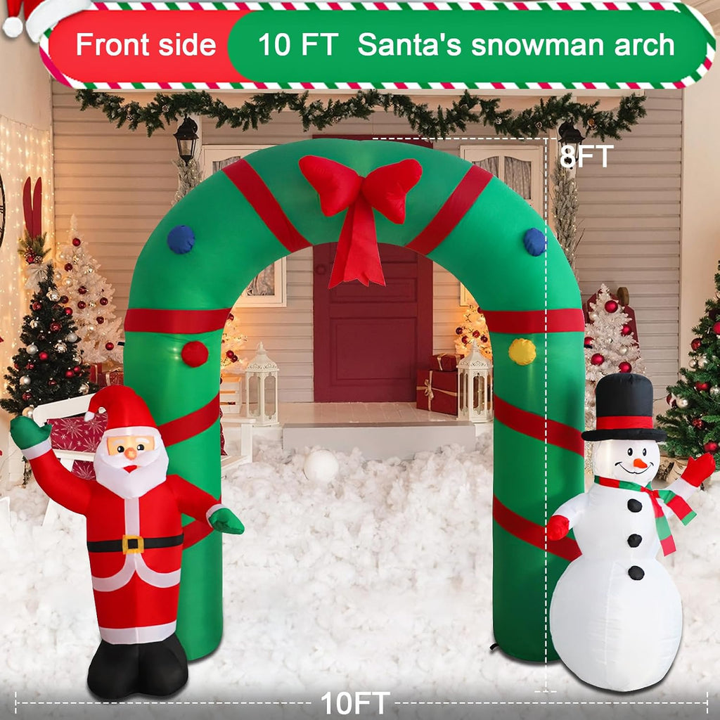 10ft Christmas Inflatable Outdoor Decoration Inflatable Yard Decoration Inflatable Santa Claus and Snowman Arch