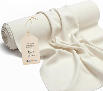 60" Wide Natural Muslin Cotton Fabric - Lightweight Muselina Bolt for Sewing, Quilting, Upholstery Lining, Extra Wide