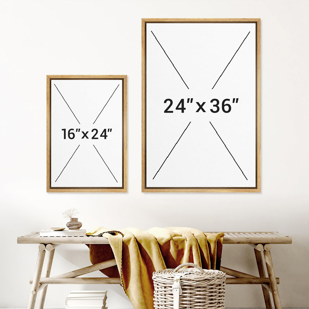Framed Canvas Print Wall Art Blue & Tan Polygon Symbols Abstract Geometric Illustrations Modern Art Minimalism Shapes