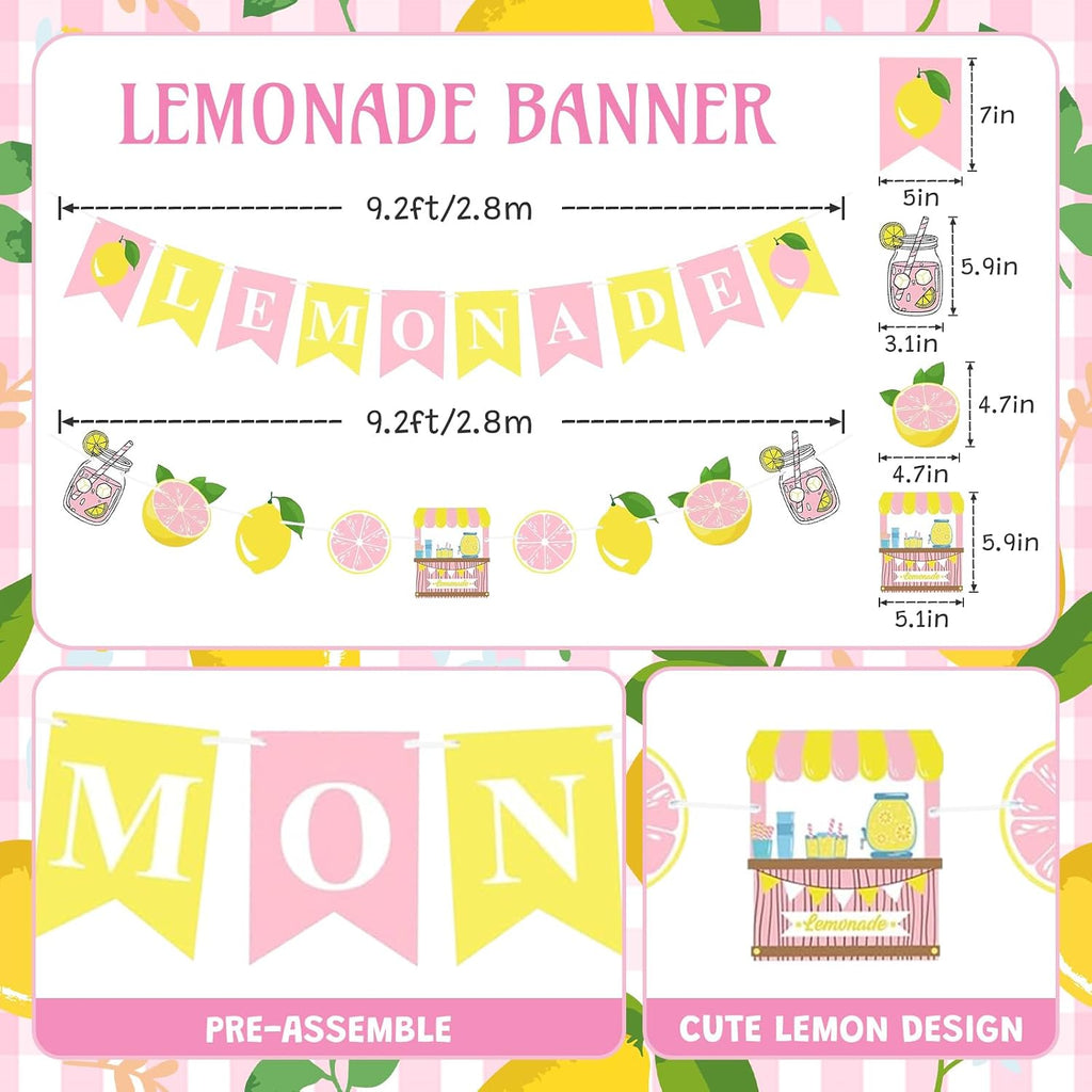 Pink Lemonade Stand Supplies with 1 Gallon Plastic Drink Dispenser - Set of 208