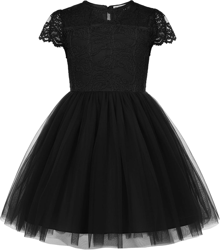 Flower Girl Dress Big Bow Kids Lace Tulle Princess Wedding Gown