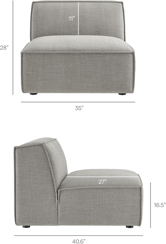 Restore Performance Fabric Upholstered 5-Piece Modular L-Shaped Sofa in Pewter - Low Profile L-Shaped Sectional Couch