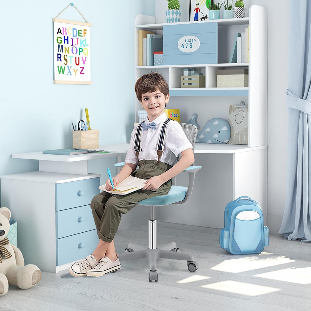Kids Desk Chair with Detachable Cushion & Armrest, Blue