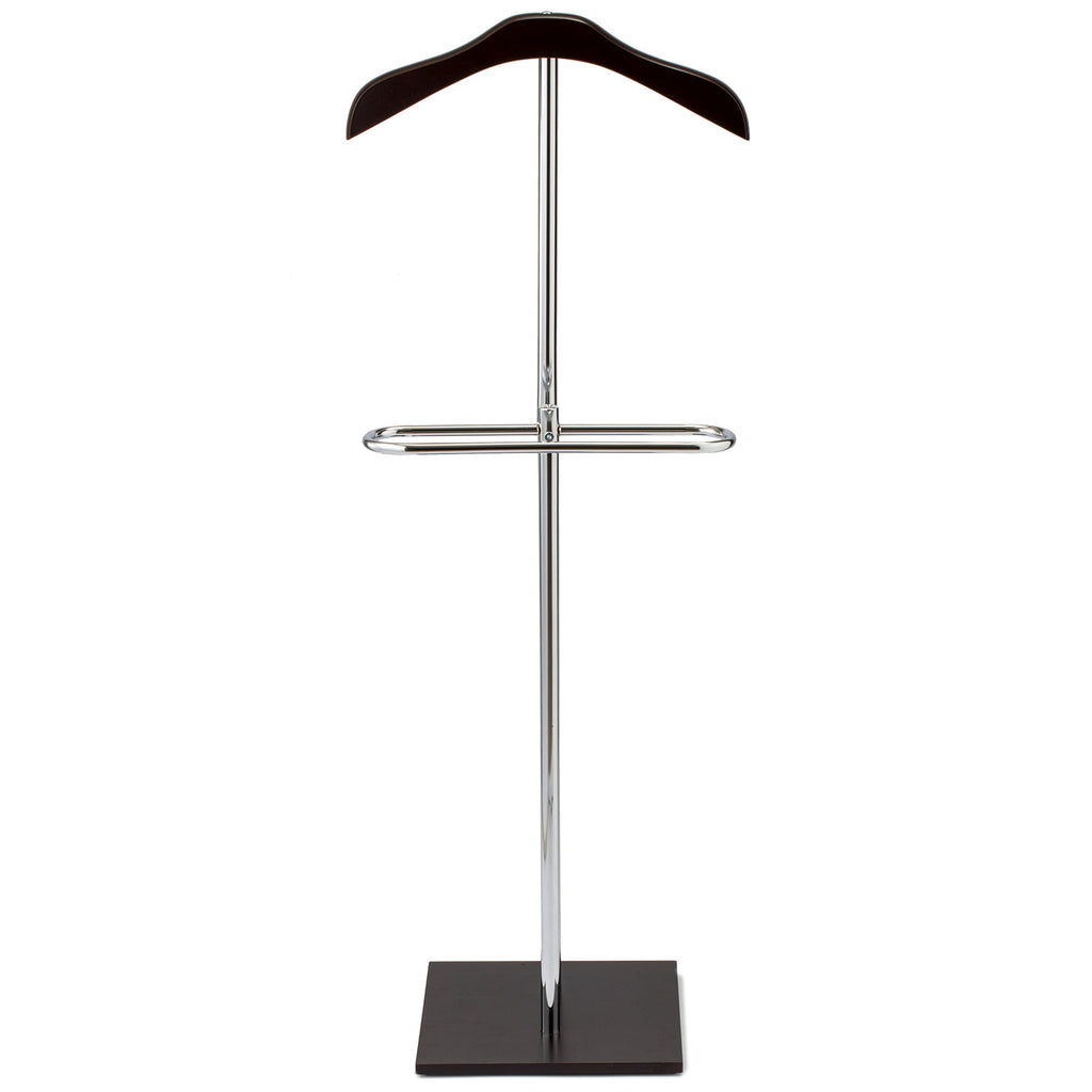 Brown Wood Metal Valet Suit Stand Garment Organizer Rack