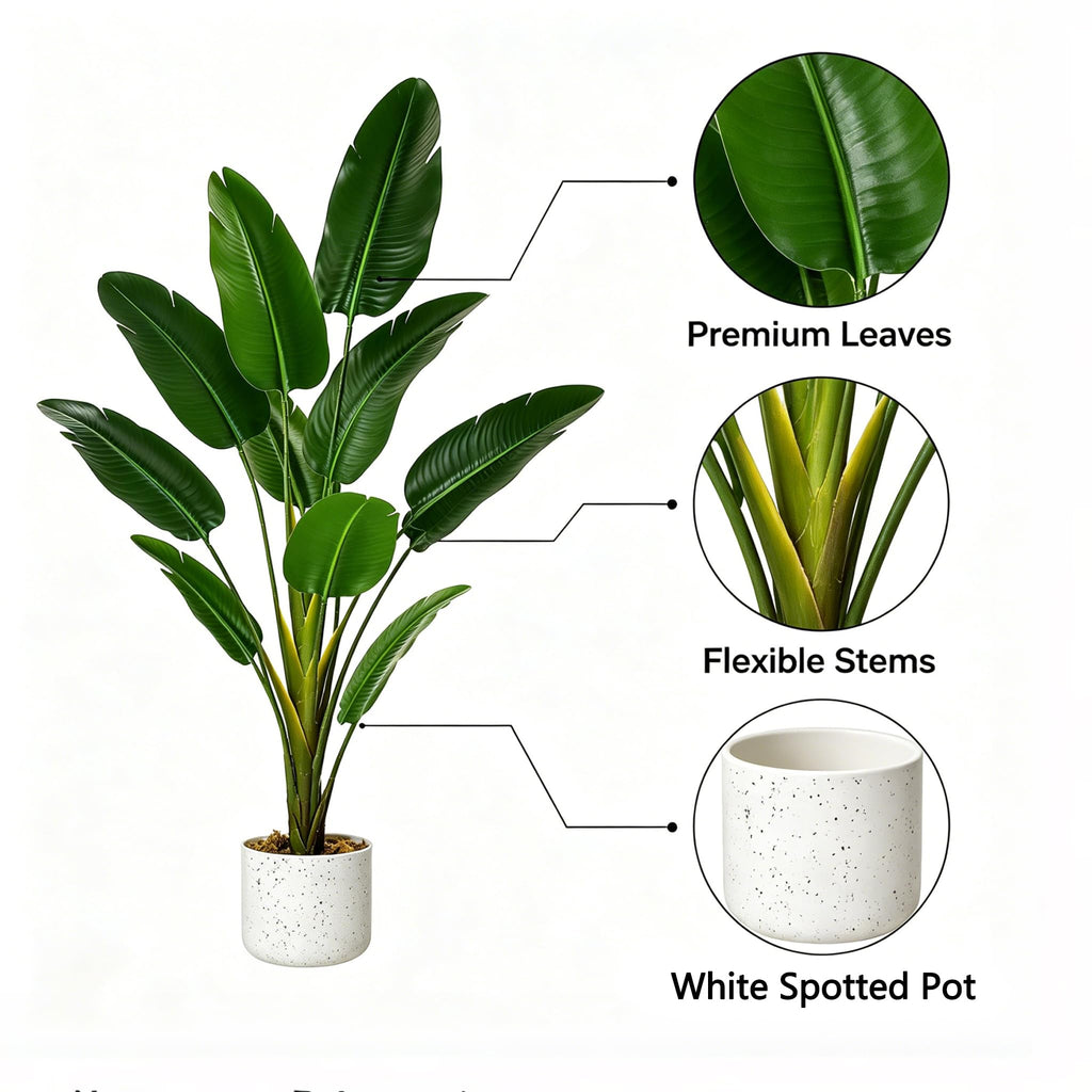 4FT Artificial Banana Tree with Planter, Fake Tropical Trees