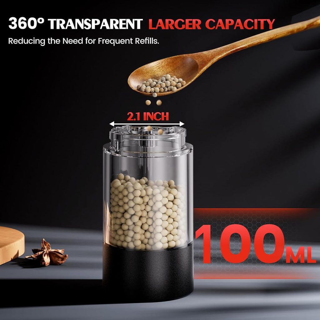 Electric Salt and Pepper Grinder Set Automatic Battery Pepper Mill Shakers Adjustable Coarseness Upgraded Larger - Set of 2