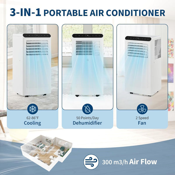 8,000 BTU Portable Air Conditioners, Portable AC Unit, Remote & Auto E ...