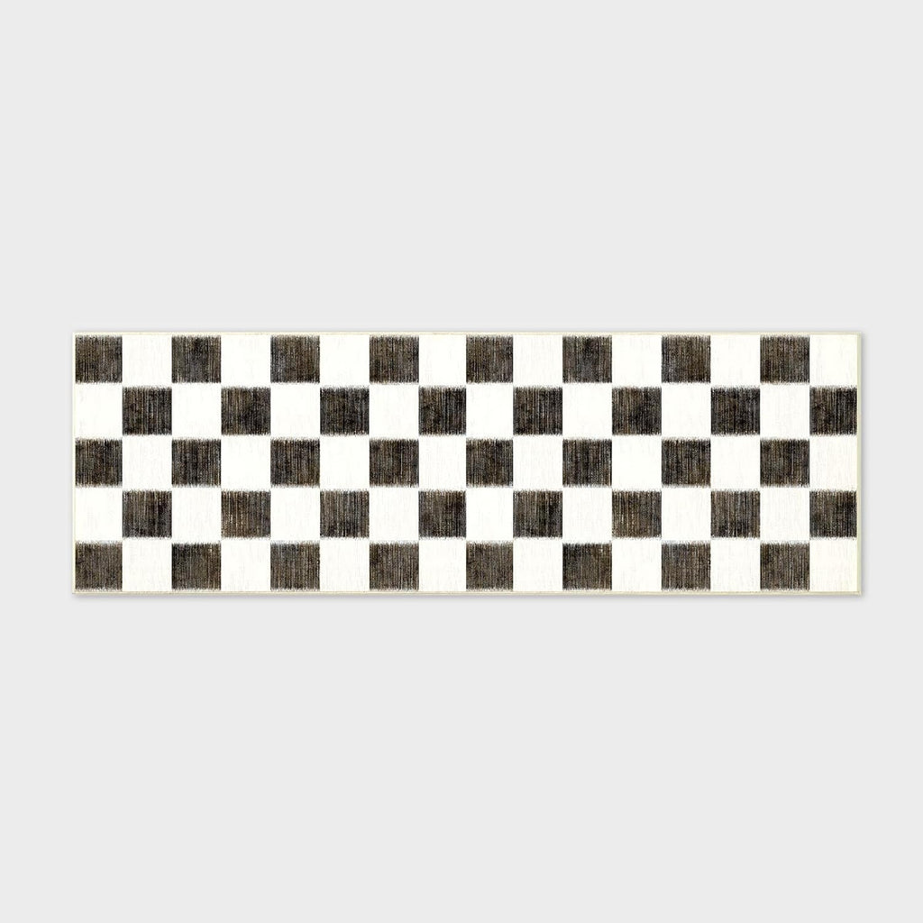 Checkered Plaid Area Rug 2x6, Soft Fuzzy Faux Wool Rugs Washable Anti Slip Rugs Long Runner Rug Carpet Bedroom Living