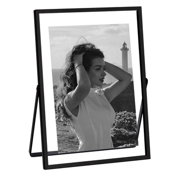 5x7 Floating Picture Frame, Real Glass Cover, Black, 1-Pack