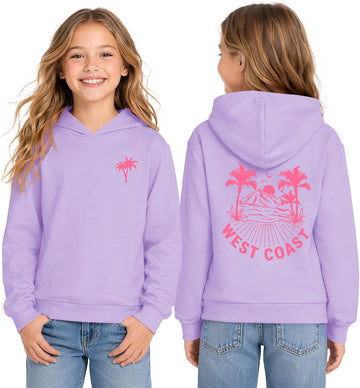 Girls Palm Graphic Hoodies Kids Fashion Long Sleeve Hooded Sweatshirt Pullover