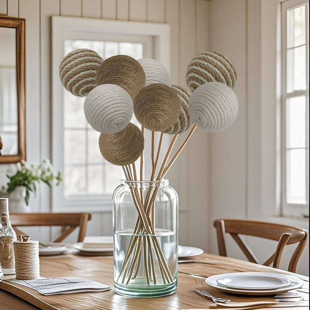 Decorative Balls for Bowls, 2.36 Inch, Vase Fillers for Centerpieces Bowl Fillers, Wicker Rattan Ball - Set of 9