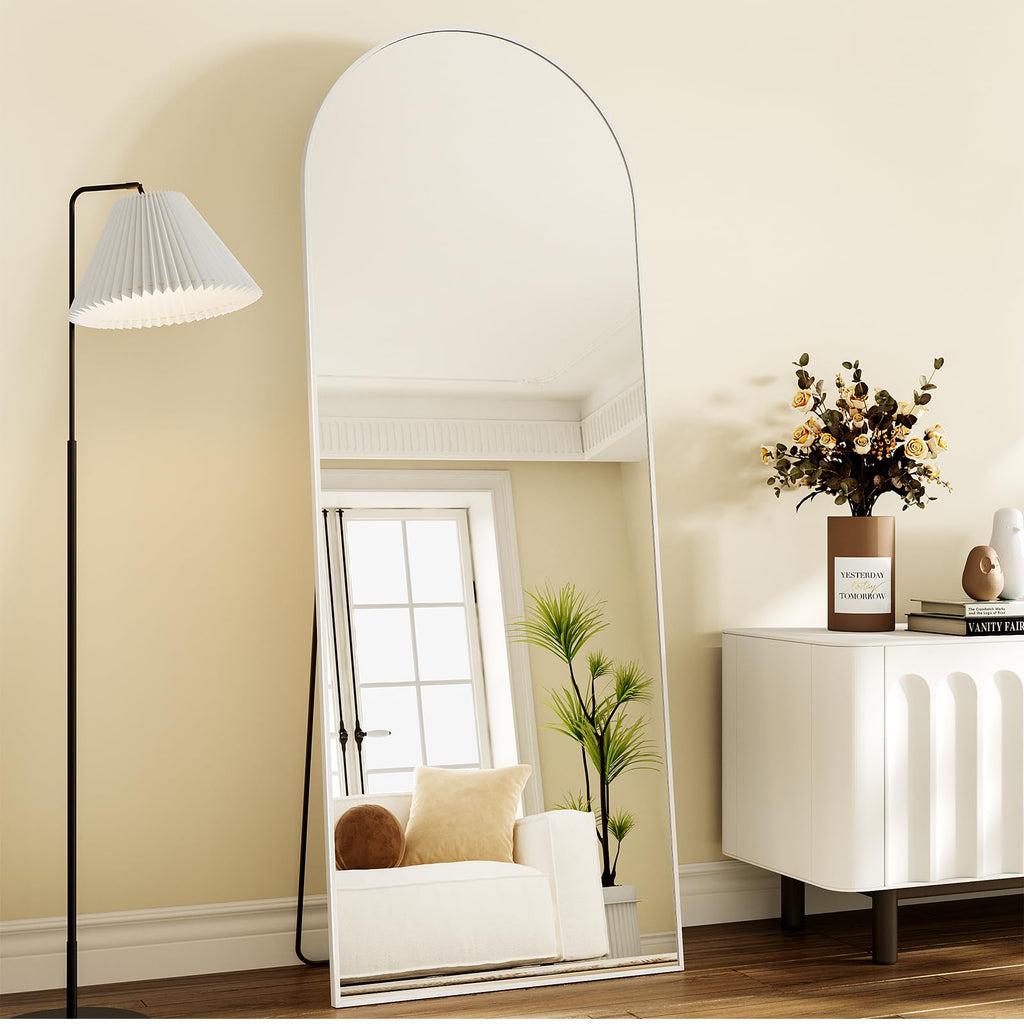 Full Length Mirror - 57" x 20" Arched Floor Mirror/Wall Mounted Aluminum Alloy Frame Full Body Mirrors Living Room