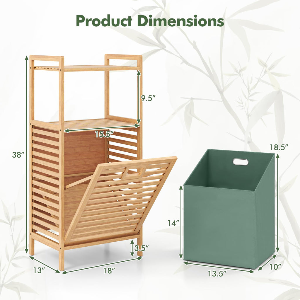 Bamboo Tilt-Out Laundry Hamper with Foldable & Removable Basket