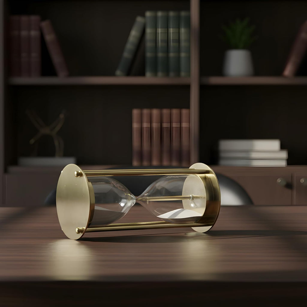Hourglass Sand Timer - with White Sand, Decorative Modern Home & Office Desk Ornament, Elegant Time Management & Gift
