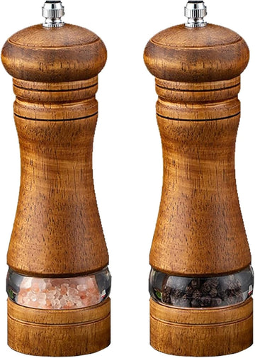 Wooden Salt and Pepper Shakers, Wood Salt and Pepper Grinder Set - Set of 2