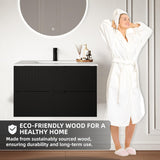 30" Black Wall Mounted Floating Bathroom Vanity with Sink - Modern Vanity Cabinet