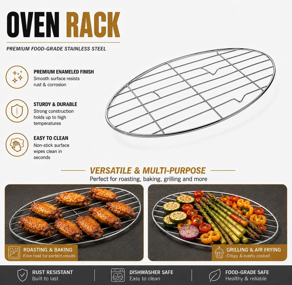13 Inch Enamel Roasting Pan with Lid & Rack, Oven & Dishwasher Safe Turkey Roaster, 932°F Heat Resistant, Includes