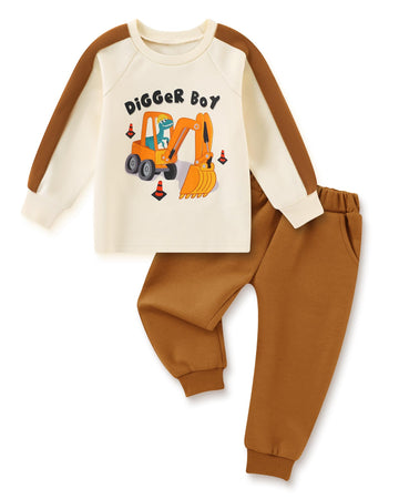 Baby Boy Clothes Brown Sweatshirt Jogger Pants Set
