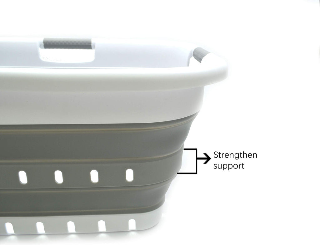 41L (10.8 gallon) Collapsible 3 Handled Plastic Laundry Basket - Foldable Pop Up Storage Container/Organizer