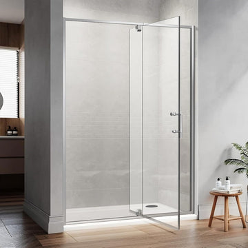 44-48”W x 74" H Pivot Shower Door, Shower Glass Door with 1/4" (6mm) Clear SGCC Tempered Glass
