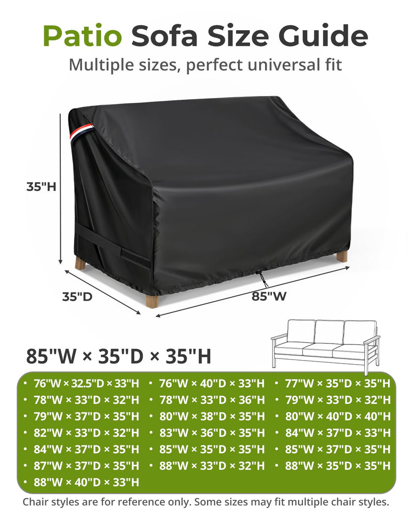 Outdoor Patio Sofa Cover fit 85 x 35 x 35 inch, 84 x 34, 83 x 33 Waterproof Weatherproof Heavy Duty 420D Garden