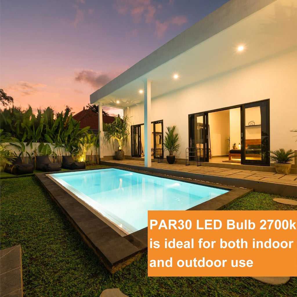 PAR30 Long Neck LED Flood Light Bulbs Dimmable 11W 2700K 2 Pack