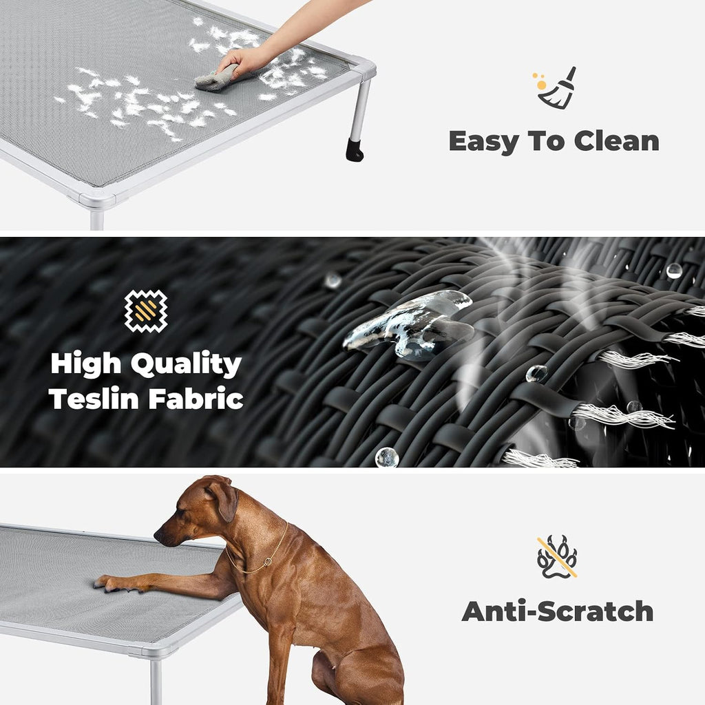 Chewproof Elevated Dog Bed - Cooling Raised Pet Cot, Breathable Mesh, Washable & Non-Slip for Large Dogs