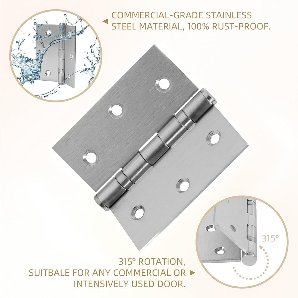 3.5" Ball Bearing Door Hinges with Square Corner