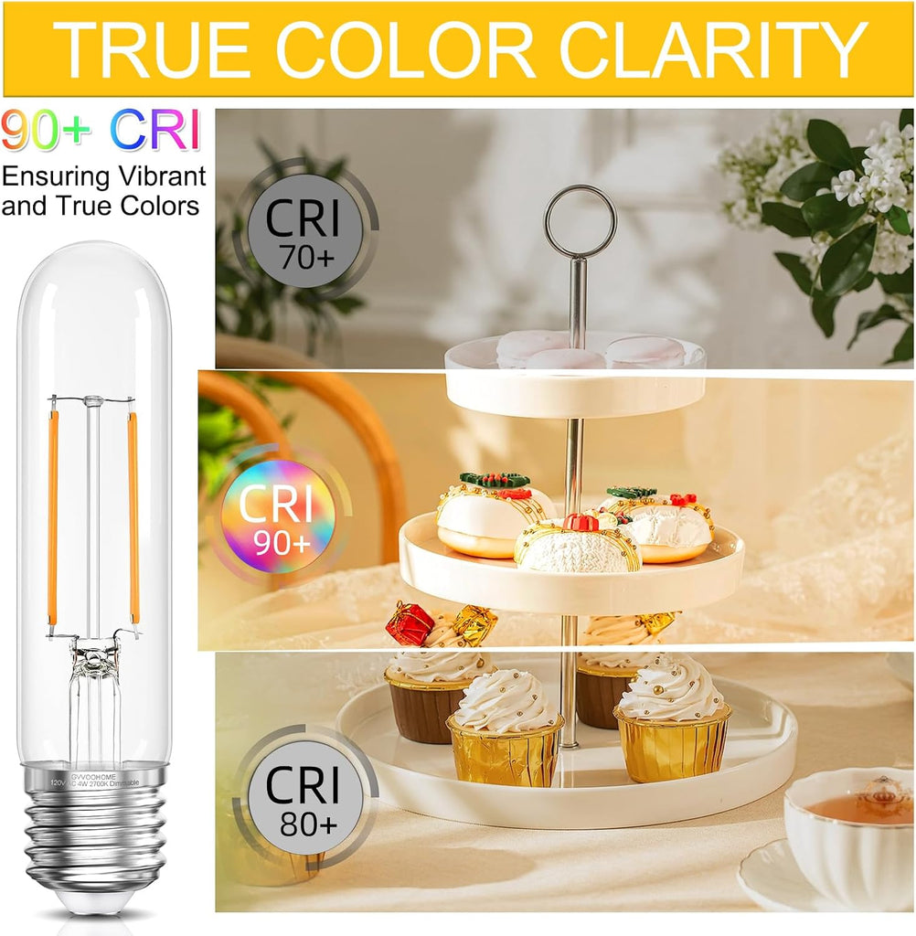 Dimmable Edison Tubular LED Bulb, E26 LED Bulbs 40W Equivalent