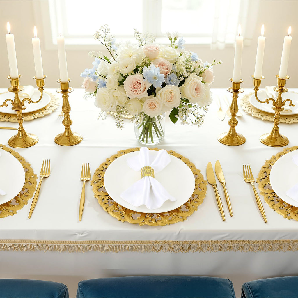24 PC 13" Mirror Charger Plate Baroque Dinner Charger, Gold