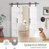 Double 18×84 Inch White Sliding Barn Door Slab with 6.6ft Hardware Kit Included, 5-Panel, MDF Wood P