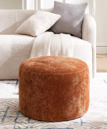 Pouf Ottoman Footrest, Foot Stools, Modern Round Upholstered Ottomans, Ottomans Pouffe, Selected Chenille Fabric