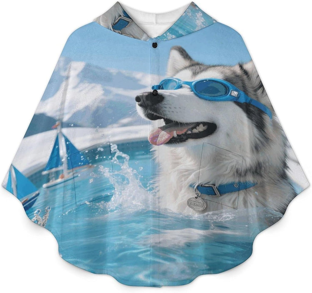 Alaskan Pool Majesty Wearable Blanket Hoodie Flannel Hooded Blanket | Sweatshirt Oversized Cozy Sweater Gift