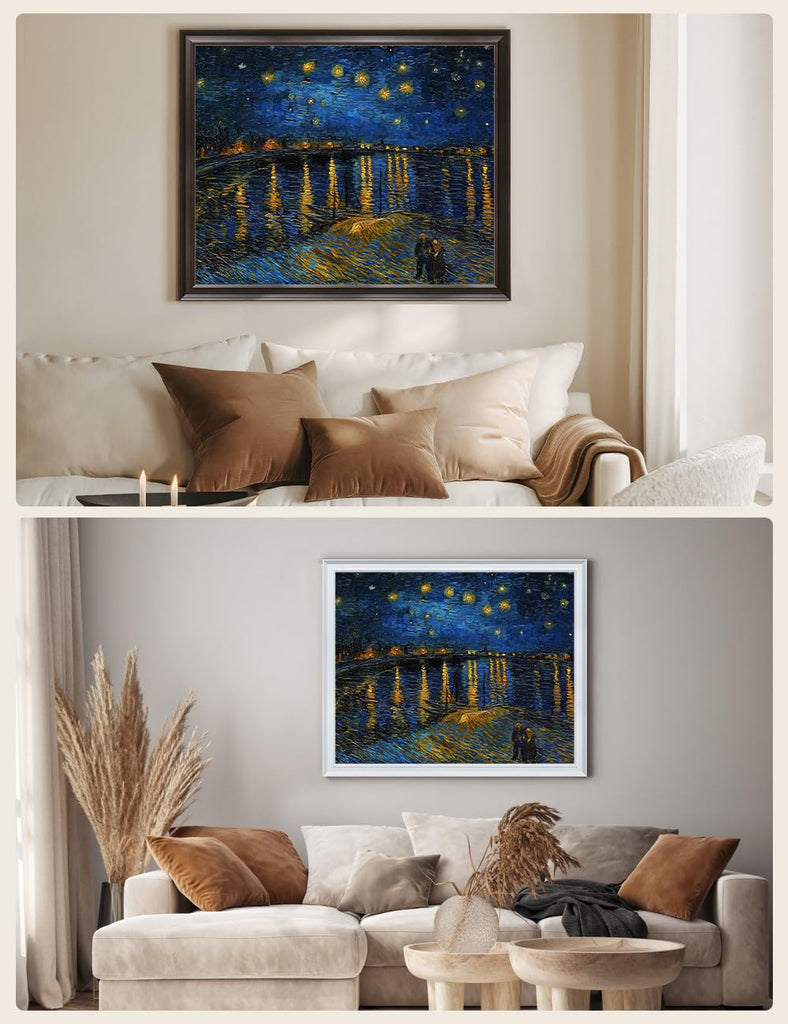 Van Gogh Wall Art Framed, Starry Night Over the Rhone, 34x28''