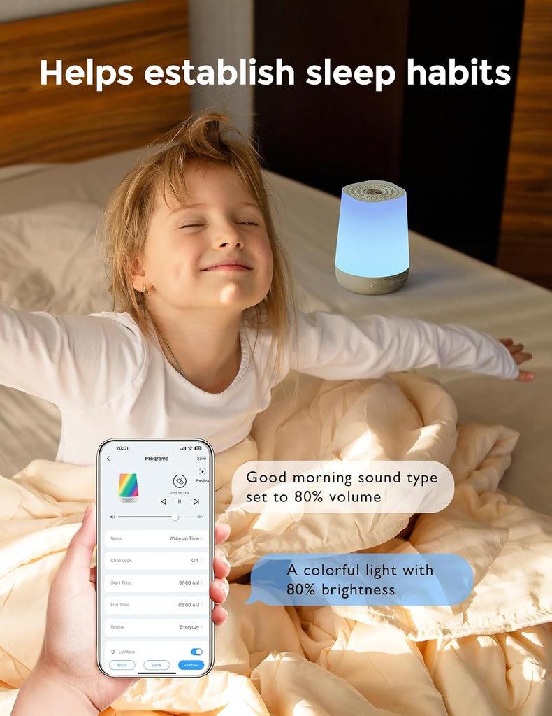 Smart White Noise Machine for Baby Sleeping with Night Light, Green
