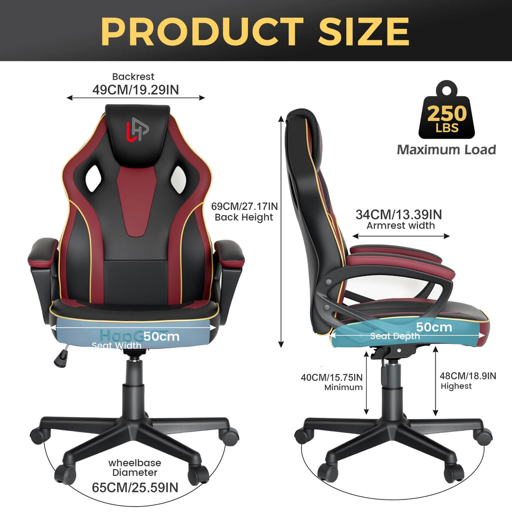 Computer Chair, Racing Style Gaming Chair with Link Armrest, Ergonomic PC Office Chairs for Adults Teens, Height