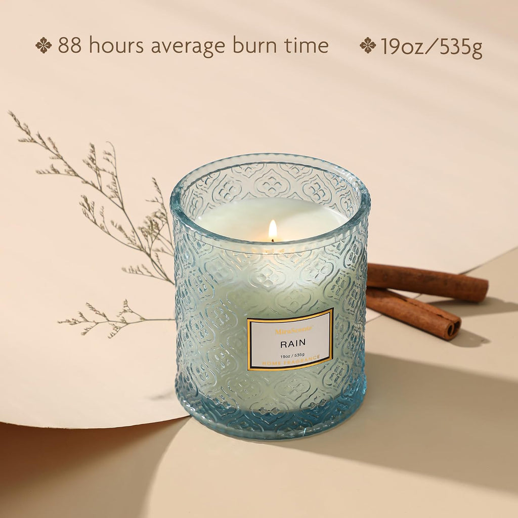 Rain Summer Scented Candles, 19oz Aromatherapy Candles Gifts for Women, Blue Luxury Large Decorative Candles - Set of 19