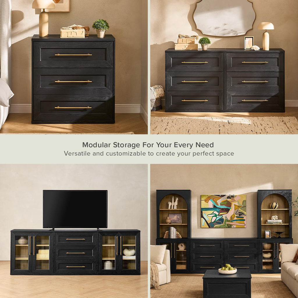 Blake 3 Drawer Dresser, Night Stand (Black Oak, Single)