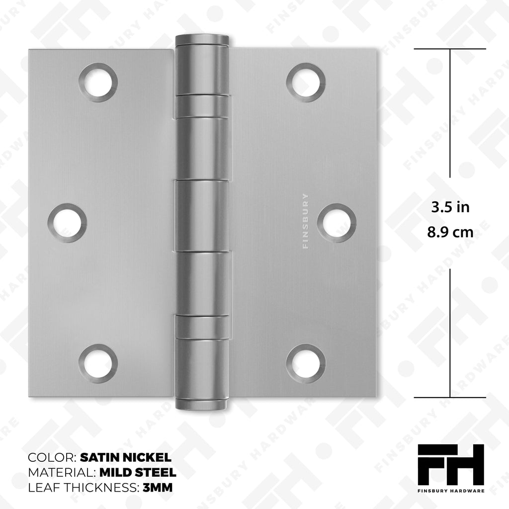 Door Hinge Ball Bearing 3.5 x 3.5 Inches Solid Steel Durable Heavy Duty Machined NRP Architectural Grade Mortise