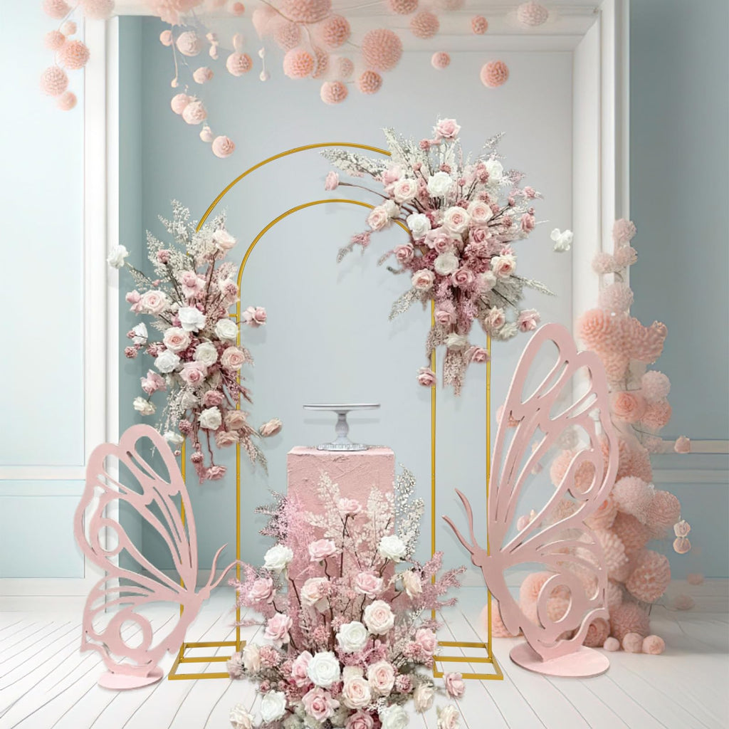 Open, Double Arch Frame U Shaped Wedding Arches for Wedding Ceremony Birthday Party Bridal Baby Shower Photo Booth