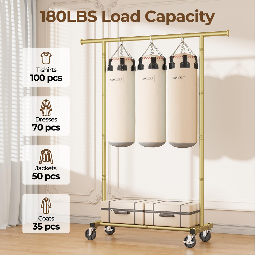 Clothes Rack, Clothing Rack for Hanging Clothes, Rolling Garment Rack Sturdy Coat Rack Portable Wardrobe Rack Metal