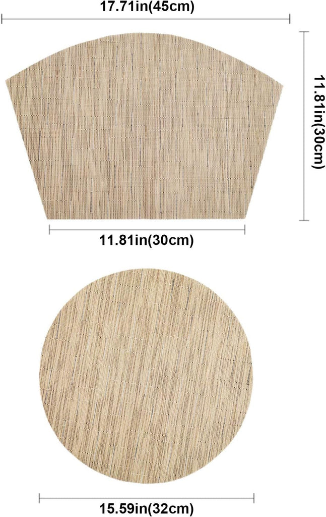 Round Placemats Wedge Place Mats Sets with Centerpiece Round Table Mats, PVC Polyester Heat Resistant Non-Slip - Set of 5