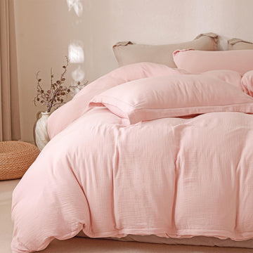 Muslin Duvet Cover Set Twin - 100% Cotton Double Gauze Bedding Linen Like Ultra Soft Breathable Minimalist