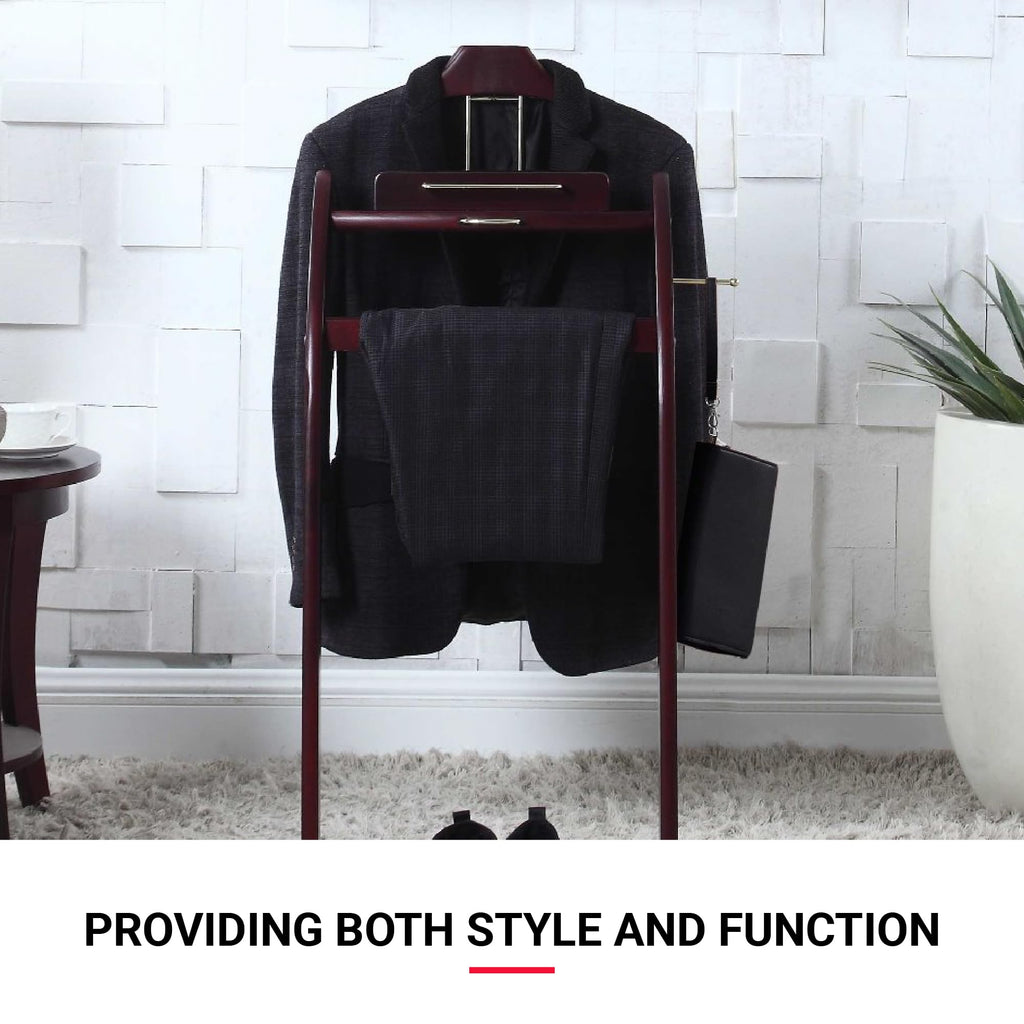 Products - Windsor Executive Wardrobe Valet, Mens Valet Stand, Accessory & Clothes Organizer (Mahogany)