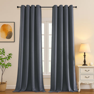 Grey Extra Long 10ft Curtains 120 Inches Long 2 Panels Set, Room Darkening Light Blocking Solid Thermal Insulated