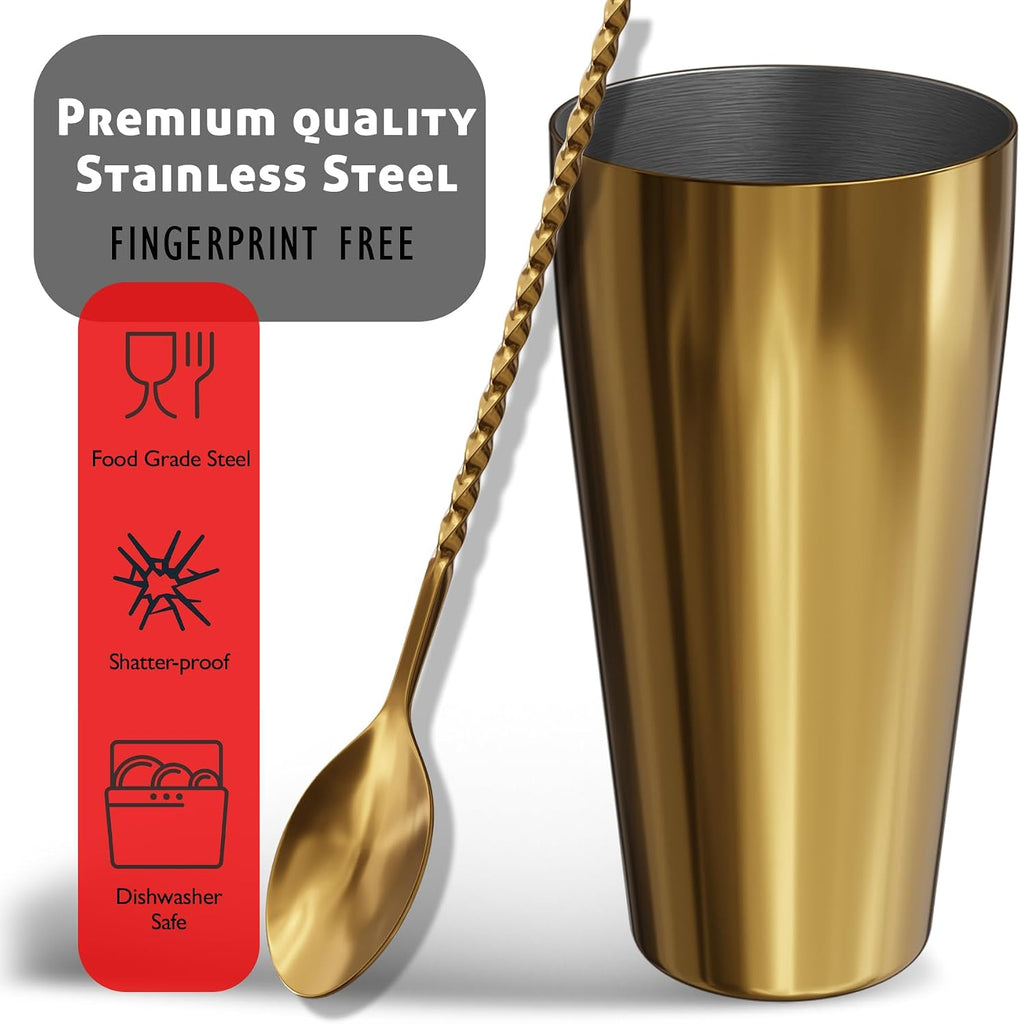 Bar Set Cocktail Shaker Set Bartender Kit, Gold Cocktail Set, Mixology Bartender Kit, Steel Drink Shakers - Set of 6