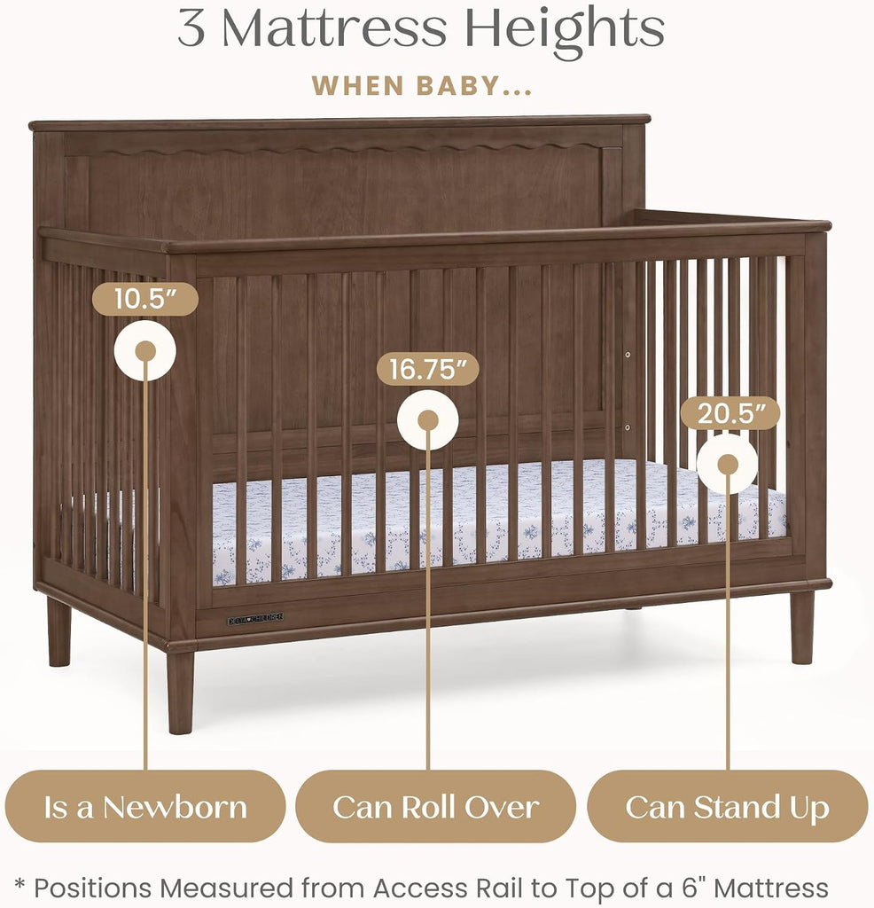 Penelope 6-in-1 Convertible Crib - Greenguard Gold Certified, Teak Brown